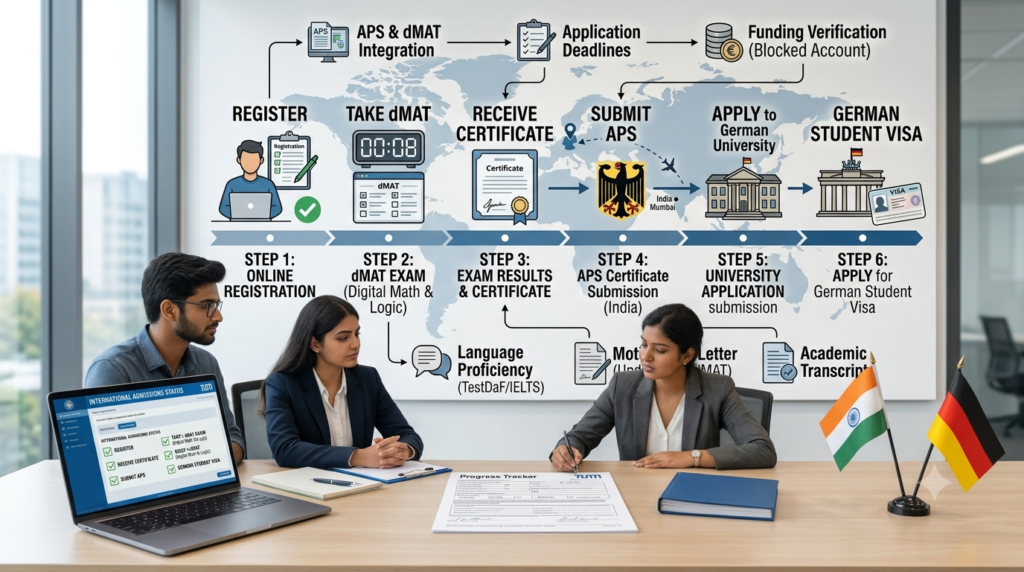Germany APS dMAT exam timeline and admission process for 2027