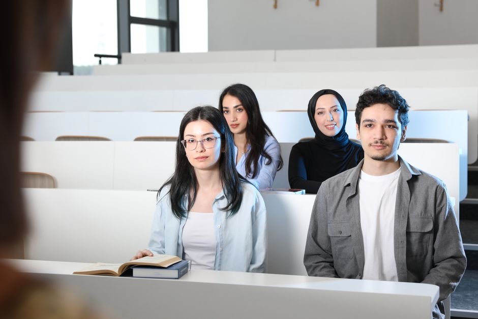 International students attending a university lecture
